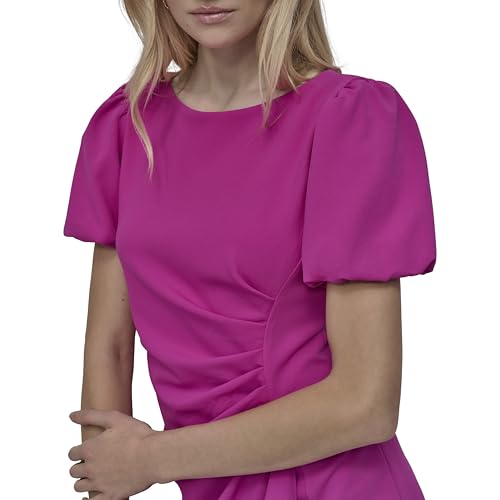 Image of DKNY Women's Short Sleeve Boat Neck Side Ruched Dress