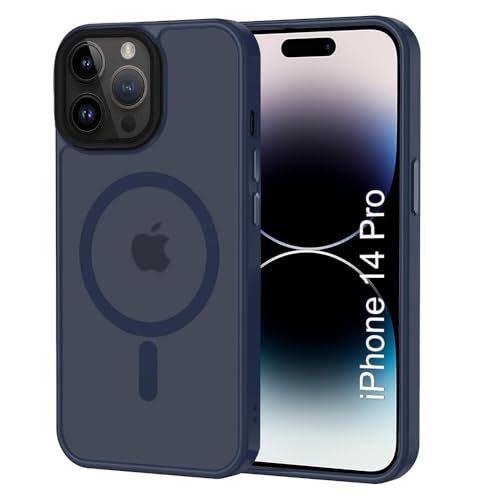 Image of iPhone 14 pro Magsafe Hard Back Case | Matte Design & 360 Protection | Military-Grade Apple iPhone 14 pro Cover | Strong Magnet Back - Blue