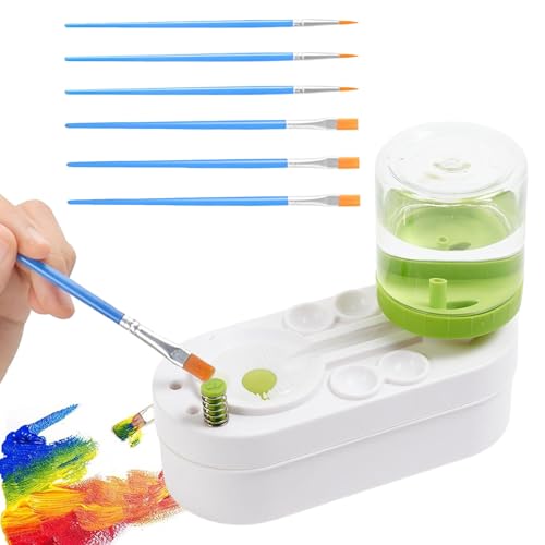Paint Brush Rinser Water Cycle Rinser and 6 PCS Brushes Multifunctional Paint Brush Cleaner for Acrylic and Water Based Paint Cleaning Tools