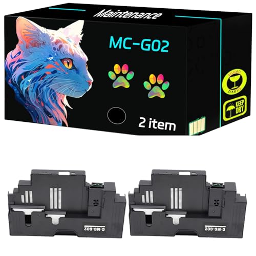 High Yield MC-G02 Maintenance Cartridge Compatible for Canon G3660 G1020 G2020 G3020 G3060 G1820 20 G2860 G3820 G3821 G3860 G1920 G1922 G2920 G2923 Printers, Print Clearly (2-Pack Black)