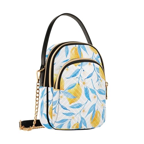 Sac à bandoulière pour femme avec porte-monnaie, sac à main feuilles bleues B2586