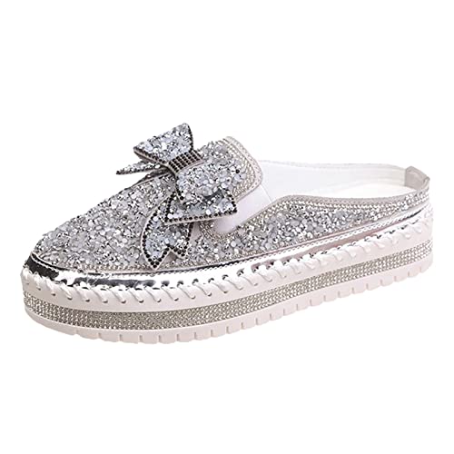 Chaussures orthopédiques pour femme avec semelle épaisse et paillettes