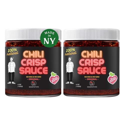 Image of SAUCE UP Original Chili Crisp Sauce - 2 Pack (6oz Each) | Bold, Savory & Crunchy Umami Chili Oil | 13+ Superfoods | Vegan, Keto, Gluten-Free, Non-GMO, No MSG | Artisan Handcrafted Chili Crunch | Made in NY