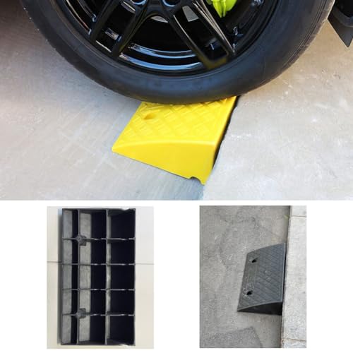 Rampa portátil ligera de plástico para bordillos, rampa para sillas de ruedas con estructura estable de rejilla, rampa umbral para entrada de garaje, acera, scooter, bicicleta y motocicleta (Color: Amarillo, Altura: 11 cm) miniatura 4