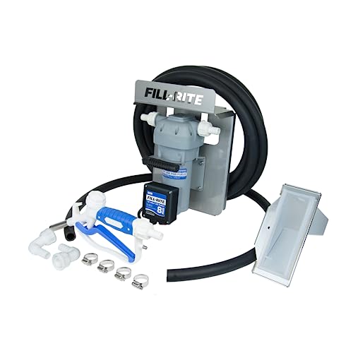 Fill-Rite DF012CMN520 12V 8 GPM DEF Transfer Pump with IBC Tote Mount Package & Manual Nozzle - Electric DEF Transfer with EPDM Seals