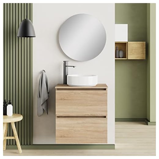 Baikal Mueble de Baño Deva. Mueble Suspendido en Pared Incluye Lavabo cerámico. Disponible en Fondo 39cm y 46cm. Mueble MONTADO.