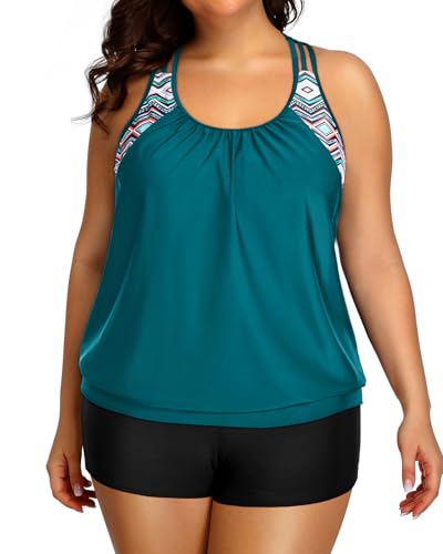 Image of Womens Plus Size Tankini Swimsuit Two Piece Tummy Control Bathing Suit