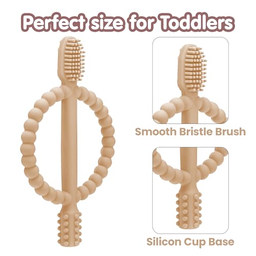 Image of Baby Teething Toy - Set of 2, Silicone Toothbrush Teether with Easy-Grip Handle, Dual-Sided Texture for Massage & Soothing Sore Gums| Teether for Babies 0-24 Months | Ideal for Gifting