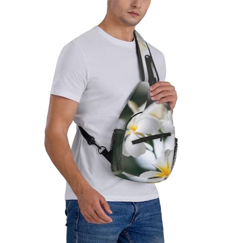 BYwenhopnbs Sac bandoulière homme, petit sac à dos de voyage avec de magnifiques fleurs de frangipanier blanc. – vue 8