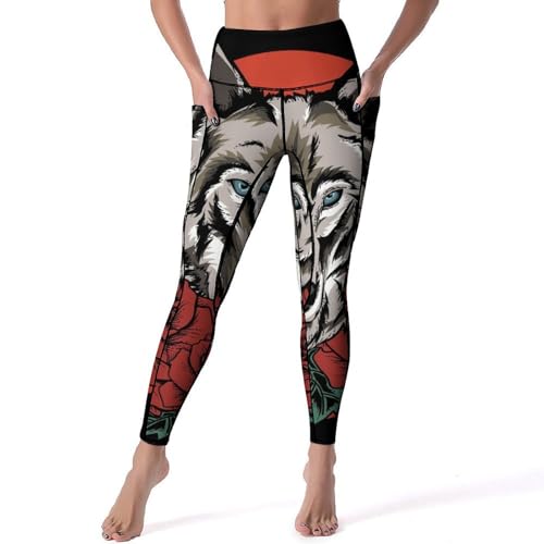 Legging yoga fleur de rose de loup pour vos séances de gym et running matinal