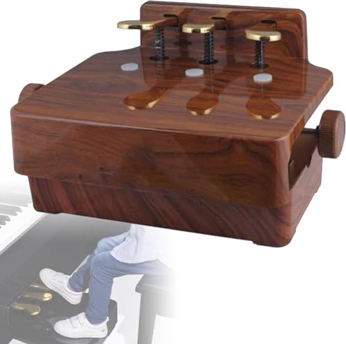 Piano Pedal Extender, Auxiliary Piano Pedal Extension Stool, Height Adjustable, Suitable for Upright Pianos and Digital Pianos (Brown)