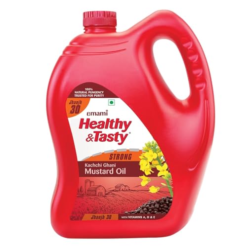 Image of Emami Healthy & Tasty Strong Kachchi Ghani Mustard Oil Jar, 4.12Kg