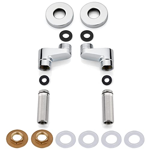 Airuida Extended Thread Adjustable Swing Arms 3-3/8 Inch Wall Mount Clawfoot Bathtub Shower Faucet Adapter 2.17 Inch Commercial Utility Eccentric Screw Plus Size 1 Pair Chrome Polish #TOP16