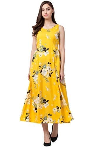 Image of PALOMI Floral Print Cut Sleeves Maxi Dress with Pocket for Girls & Women