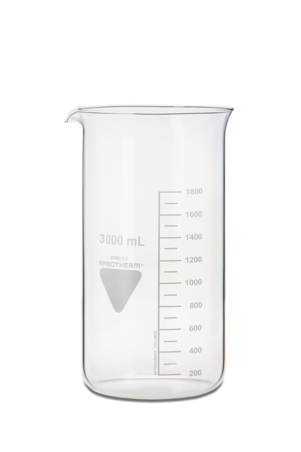 neoLab - Vaso de precipitado con boquilla Kimax Boro 3.3, de cristal, 3000 mL, Transparente (transparente)., 1
