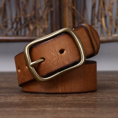 Western Belt for Men Women 5mm Thick Genuine Leather Waist Strap with Heavy Duty Solid Brass Buckle for Jeans Dresses3
