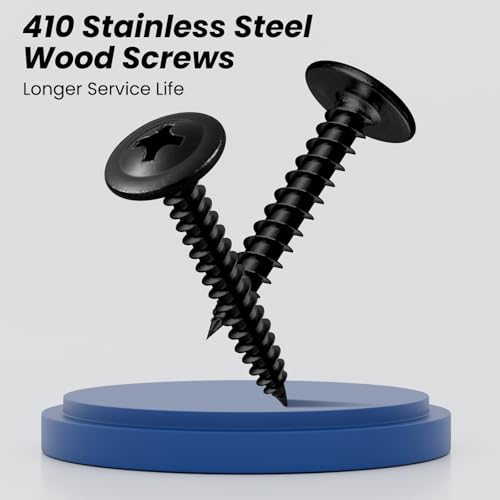 BNUOK #8 x 2-1/2 Inch Wood Screws Phillips Modified Truss Head Stainelss Steel 410 Self Tapping Metal Screws,Black Zinc Plated(1Ib,80Pcs) - Image 3