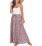 Bluetime Women Leopard Print Long Skirts Chiffon Summer Beach Pleated Elastic High Waisted Maxi S...