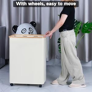 Lagre laundry hamper with wheels laundry basket with lid 160l clothes hamper for laundry with 3 liner bags for laundry room bedroom dormitory organizationbeige  urban country home decor