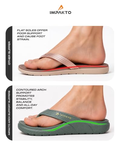Image of Impakto Men's Arch Support Flip Flops | Lightweight & Bounce-Back Slippers | Soft Cushioned Footbed | Regular Wear Chappal for Home, Casual & Outdoor Use
