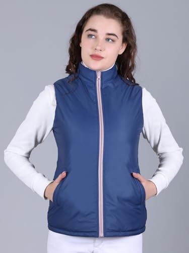 Image of RARE TIMES Women's Sleeveless Puffer Jacket | Winter Jacket for Women | Reversible Jacket for Women Winter Wear With 2 Zip Pocket (Pack of 1)