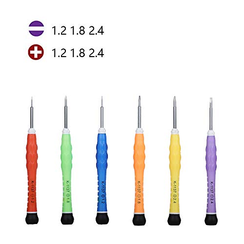 KER Precision Screwdriver Set of 6, Mini Screw Driver Professional Repair Tool Kit for Eyeglass, Glasses, Sunglasses, Electronics, Small Toys, PC, Clock and Watch (One)