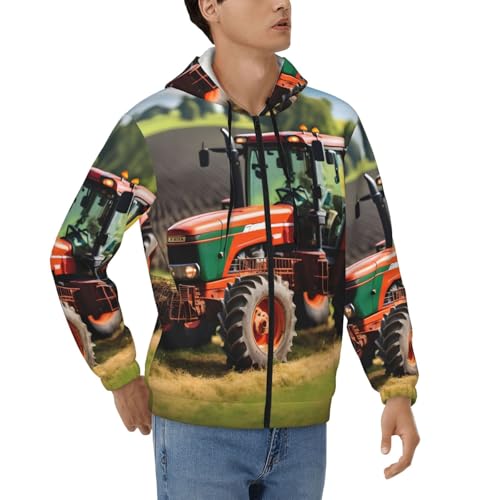 Sweat à capuche zippé homme motif tracteurs agricoles veste décontractée EdWal