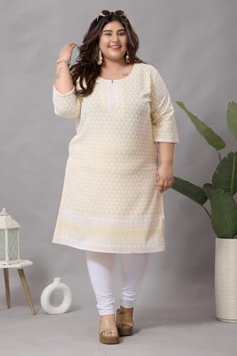 Image of DREAM & DZIRE Chikankari Kurti for Women of Cotton in Plus Size & Small Size.
