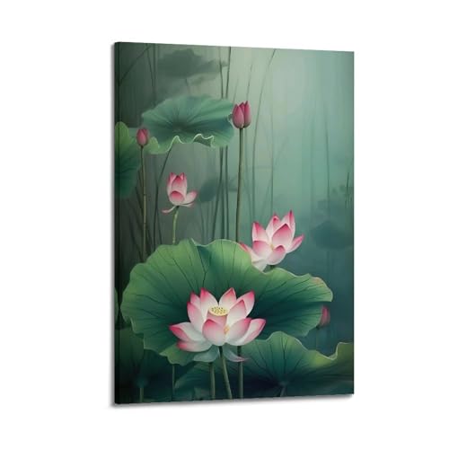 Fleur de lotus poster pour apaiser une chambre décoration murale sur toile