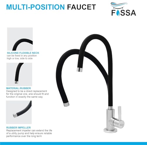 Image of Fossa 1-Year Warranty RO Tap - Pure 304 Stainless Steel Body with Flexible Swivel Spout for Kitchen Sink /Basin | Lead-Free Drinking Water Filter Faucet - Black (Matte Finish)