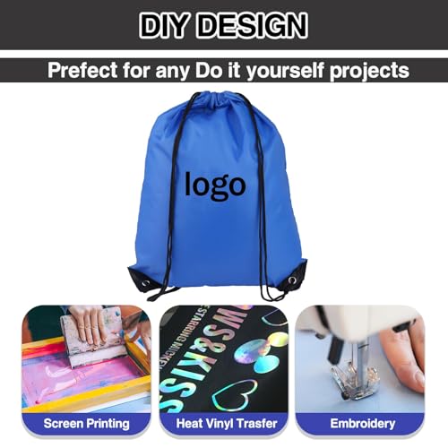 Image of MAKABEE Drawstring Backpack 6Pcs Drawstring Gym Bags Black Draw String Bags Backpack for Sports, Gym, Travel, Swimming, Beach (6 Colors)