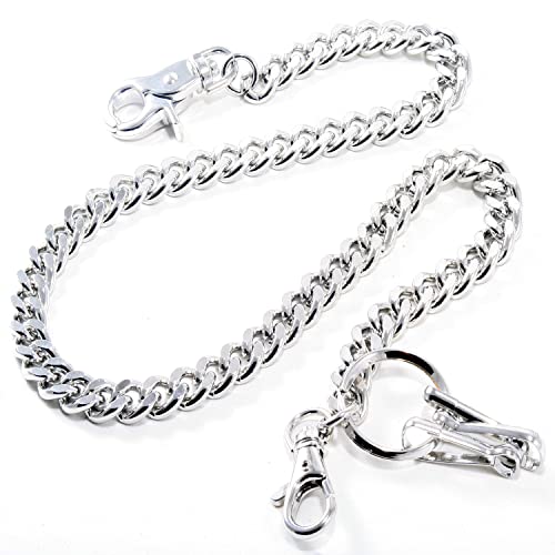 Double K Simple Strong Pocket Keychain with Both Ends Lobster Clasps and Extra Ring Keychain Wallet Chain (20inch) (CS150 SILVER)3