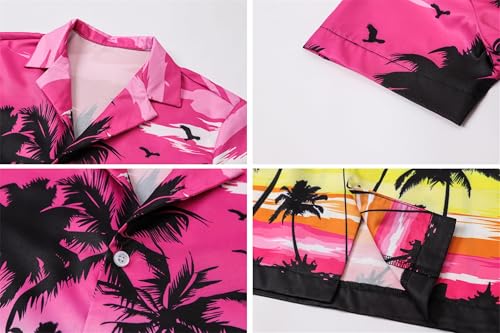 Image of SANGTREE Girls & Women's Hawaiian Shirts Button Down Short Sleeve Floral Tropical Shirt Beach Vacation Blouse Tops