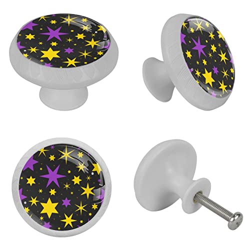Boutons fluorescents violets et étoiles dorées pour commode (Lot de 4) - 5