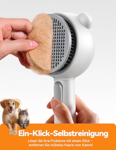 FEELNEEDY Katzenbürste mit Dampf, Furminator Katze mit Auslöseknopf Wassertank, Dampfbürste Katze für Langhaar/Kurzhaar Hunde Katz, USB aufladbar, Zwei-Geschwindigkeits-Sprühfunktion