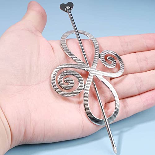 Foto von Yheakne Haarspange im Vintage-Stil, keltischer Knoten, silberfarben, Unendlichkeitssymbol, lange Haarklammern, dekoratives Zubehör für Frauen und Mädchen