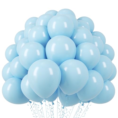 Image of Voircoloria 110pcs Light Blue Balloons 12inch Baby Blue Latex Party Balloons for Boys Girls Birthday Party, Baby Shower, Wedding, Gender Reveal, Baby Shower, Anniversary Party Decorations