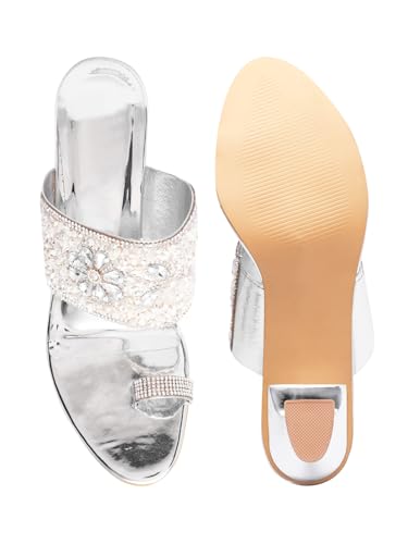 Image of TRYME Fancy Embroidery Kitten Heel Sandal Stylish Embellished Wedding Footwear Sandals For Women & Girls