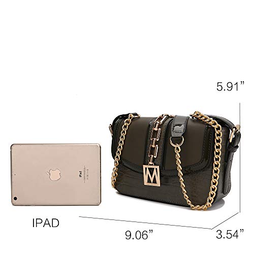 MKF Crossbody Bag for Women – PU Leather Lady Pocketbook Handbag – Side Messenger Purse, Shoulder Chain Strap3