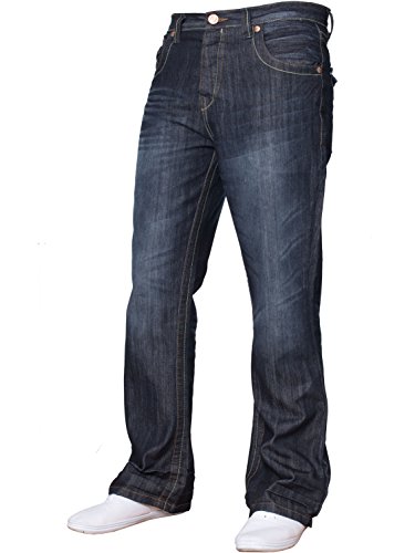 Herren-Jeans Bootcut-Schnitt ausgestelltes Bein weit blaue Denim-Jeans Gr. 34W x 32L Dark Wash A31