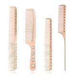 4 Types Metal Comb Set Professional Aluminum Dressing Comb Hair Comb Set for Barber Hair Styling, In