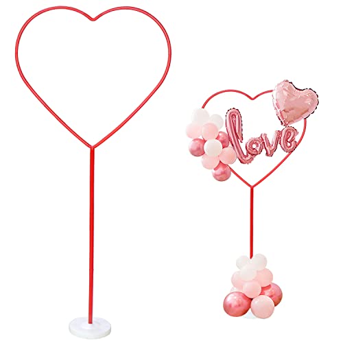 Soporte de columna con forma de corazón, color rojo, con base rellenable con agua, para cumpleaños, bodas, fiestas de Navidad, decoración Cover