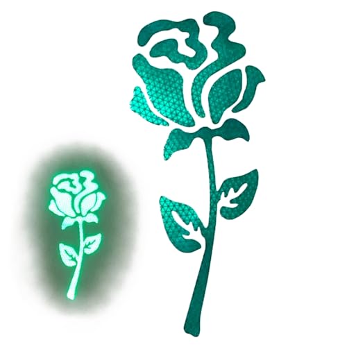 Image of High-Intensity Grade Reflective Rose Car Decal, Customizable, Multiple Colors and Size Options, Green, 6inches
