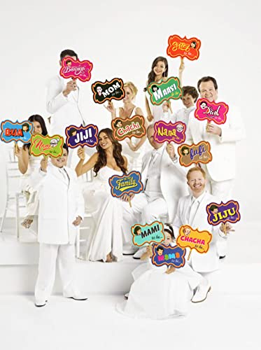 Image of Rozi Decoration Family Photobooth Props Set of 18 Sticks for The Baby Shower & Family Relationship, Pre-Wedding Photographic Props, Haldi Mehndi Wedding Decorations Pack of 1