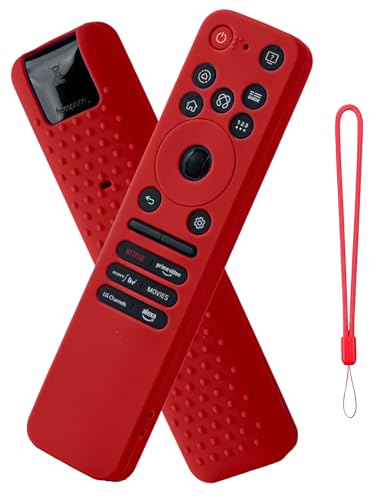 Image of Silicone Tv Remote Cover Compatible with LG Smart TV Remote LG MR25GA Full Wrap Protective Case with Lanyard [Remote NOT Included] (RED)