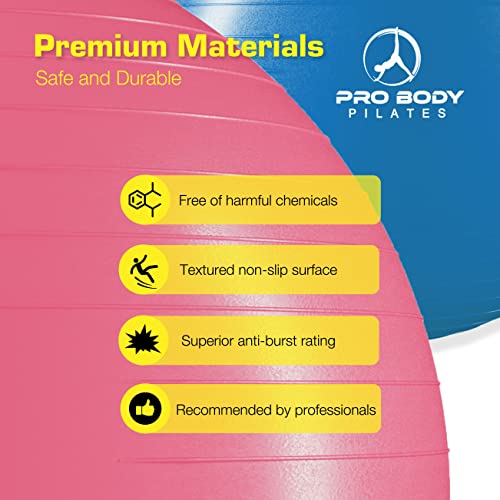Probody Pilates Ball Exercise Ball Yoga Ball, Multiple Sizes Stability Ball Chair, Gym Grade Birthing Ball For Pregnancy, Fitness, Balance, Workout At Home, Office And Physical Therapy (Pink, 65Cm) #TOP1