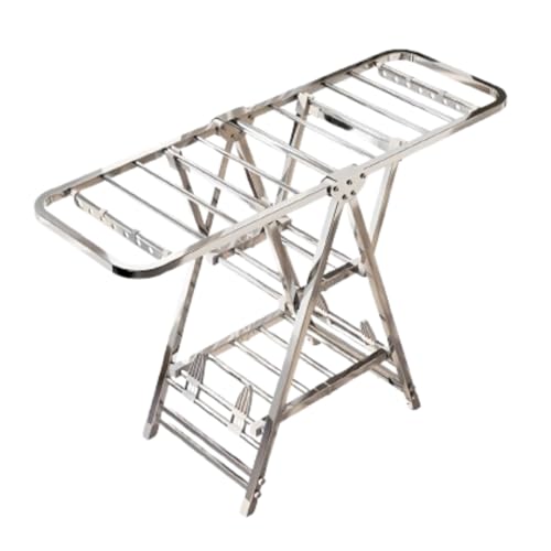 SG Stock Foldable Clothes Drying Rack with Wheels Multifunctional Stainless Steel Laundry Rack Thickened Carbon Steel Construction (S/S 150cm)
