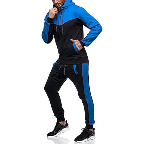 Image of Marine Royal Track Suits for Men Set Full Zip Sweatsuit Outdoor Jogging Men Tracksuits