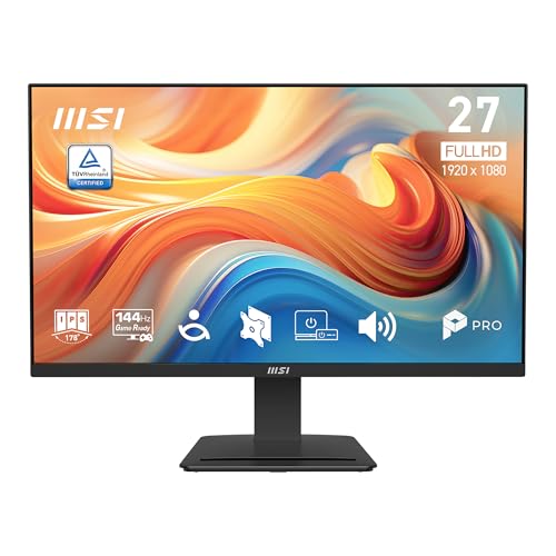 Image of msi PRO MP273 E14A 27-inch IPS 1920 x 1080 (FHD) Gaming Office Monitor, 144Hz, Free-Sync, HDMI, DisplayPort, VGA Port, VESA Mountable, Tilt, Speaker, 4-Side Slim Bezel 1ms, Black