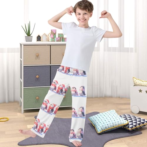 Boy's Pants Four Cute Penguin Scarf Jogger Pants Elastic Waist Long Bottoms Trousers with Pockets 6-14 Years4